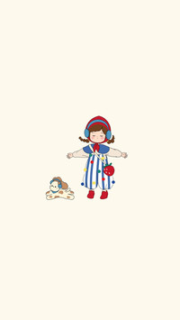 小女孩治愈插画壁纸-锐景创意