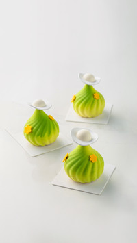 Fine French dessert and cakes on bright and white background