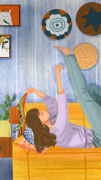The Girl is Practicing Dancing on The Sofa