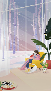 Girl And Her Pets Resting in The Room