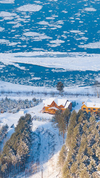 Aerial view of arctic village