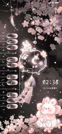 钢琴风铃夜色樱花