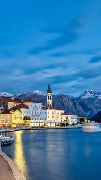 View of Perast village in Kotor bay, Montenegro