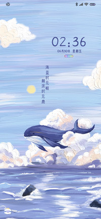 海蓝时见鲸油画拟态