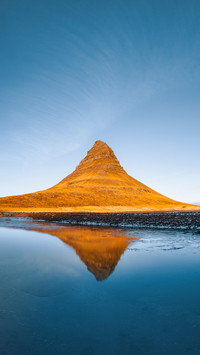 Beautiful view of the Kirkjufell high mountain in Iceland
