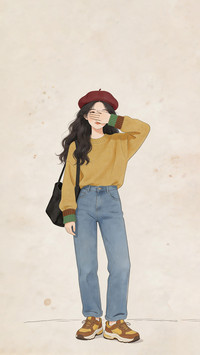 治愈系手绘少女风-锐景创意