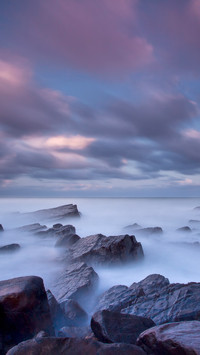 Long exposure of sea and rocks