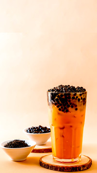 The first cup of milk tea in autumn