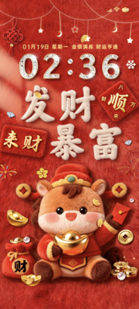 新年红马年发财毛绒
