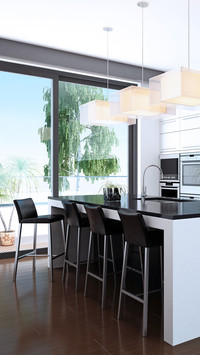 The dining room and kitchen are connected together 9