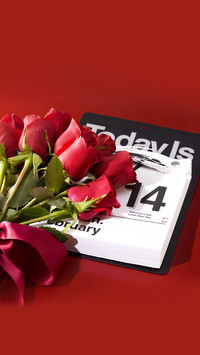 Calendar with red roses on top