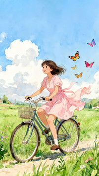 Chasing the wind girl and butterfly 2