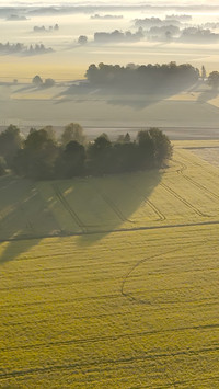 Aerial view of Lithuanian farmland landscape