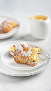 Italian traditional dessert aragosta with vanilla cream