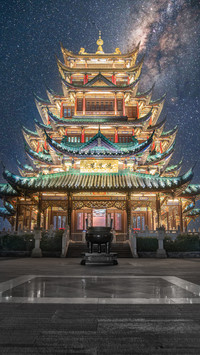 Night view of mountain city Chongqing landmark cluster