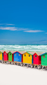 Famous colorful beach houses in Muizenberg