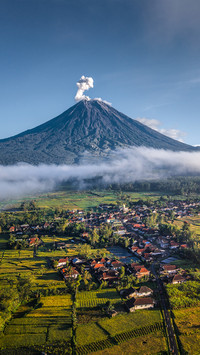 The small town at the foot of mount semeru