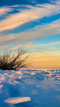 Snowy landscape of the land