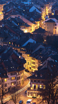 Night falls in the small town