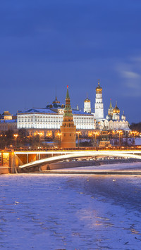Top view of night wintry Moscow