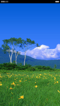 蓝天绿草地 清新护眼 右滑解锁