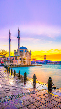 Beautiful Istanbul sunrise landscape with colored clouds