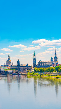 Elbe river at hot summer day at sunset