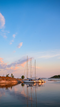 A ship at sunset