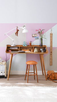 A delicate home office desk made from curved laminated