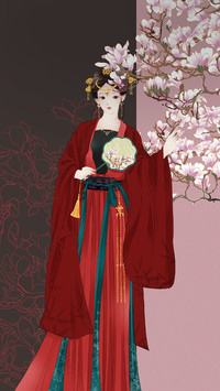 Beautiful Woman in Palace Costume With Fan