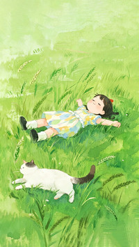 绿色风景插画壁纸-锐景创意