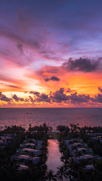 Colorful sunset at the sky swimming pool