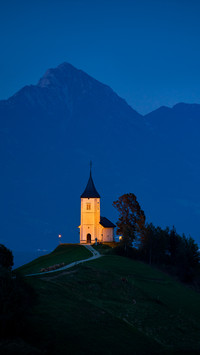 Felicijan in Jamnik village, Slovenian Alps at night
