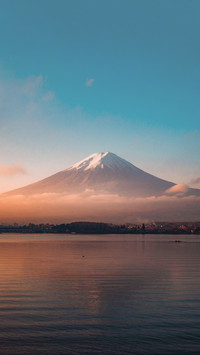 Fujiyama on the Japanese island of Honshu at sunset