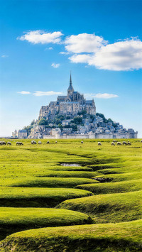 Floating city on the sea french tidal fairy mountain