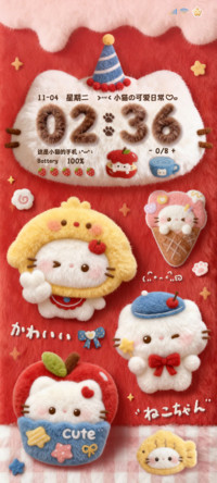 可爱毛绒小猫组件