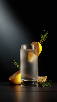 The frozen glass with a cocktail gin and tonic