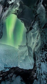 High view of Icelandic frozen lake