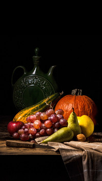 Vegetables and fruits on the table Dutch style still life