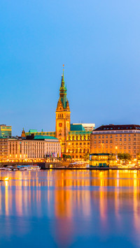 Hamburg Germany Skyline at dusk