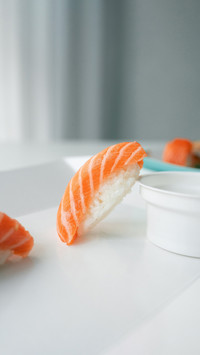 Japanese seafood sushi, on white background