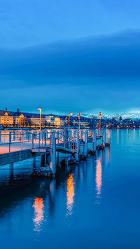 Jetty on Lake Zurich at the Blue Hour