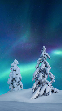 极光下的冰雪世界