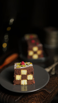 Cocoa checkerboard cake