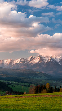 Highland to snowy Tatra mountains in the morning
