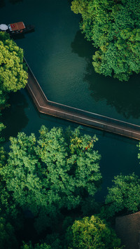 Floating bridge on water