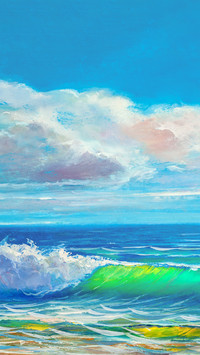Oil painting by the sea
