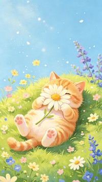 万花丛中一只猫