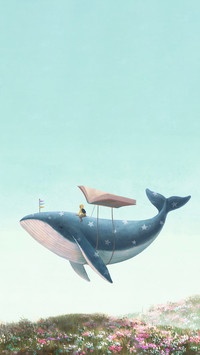 Boy and whale and book