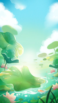 Summer pond lotus leaves lotus flowers